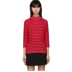 Marc Jacob’s Striped Pink and Red Mock Neck Sweater Top